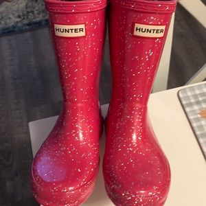 Hunter pink glitter rain boots